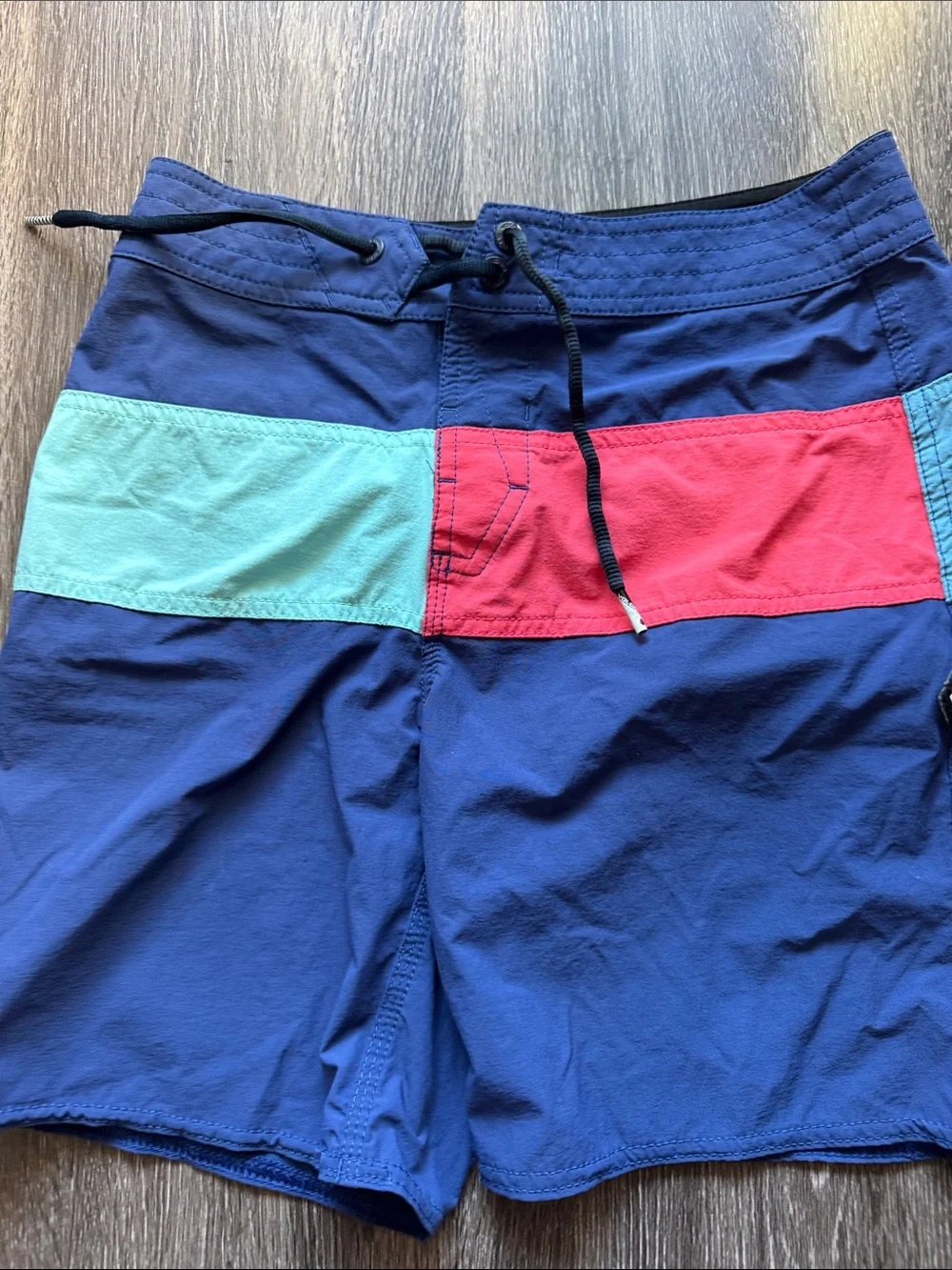 Volcom Boys Blue Swim Hybrids with Red and Light Blue Panels